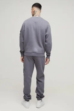 Best boohooMAN Tall Utility Pocket Jersey Sweatshirt grey