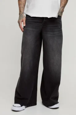 Clearance boohooMAN Tall Wide Leg Jeans washed black