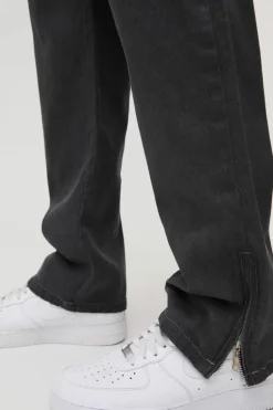New boohooMAN Tall Zip Hem Straight Fit Cargo Jeans mid grey