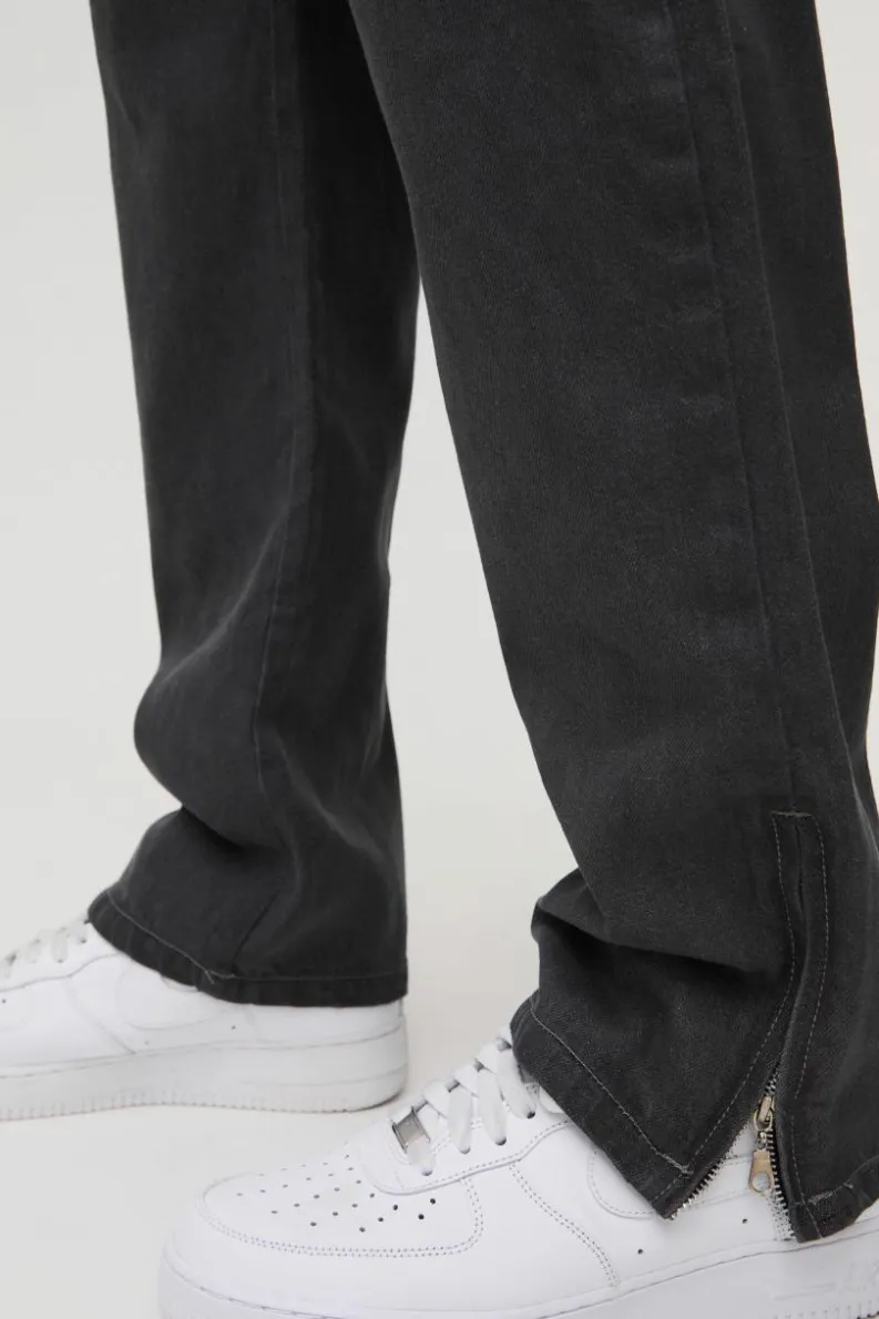 New boohooMAN Tall Zip Hem Straight Fit Cargo Jeans mid grey