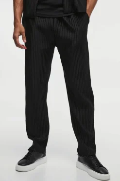 Flash Sale boohooMAN Tapered Fit Elasticated Waist Pleated Trouser black