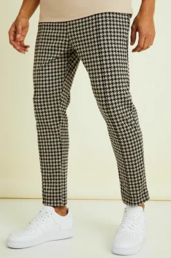 Hot boohooMAN Tapered Pintuck Crop Elasticated Waist Smart Jogger taupe