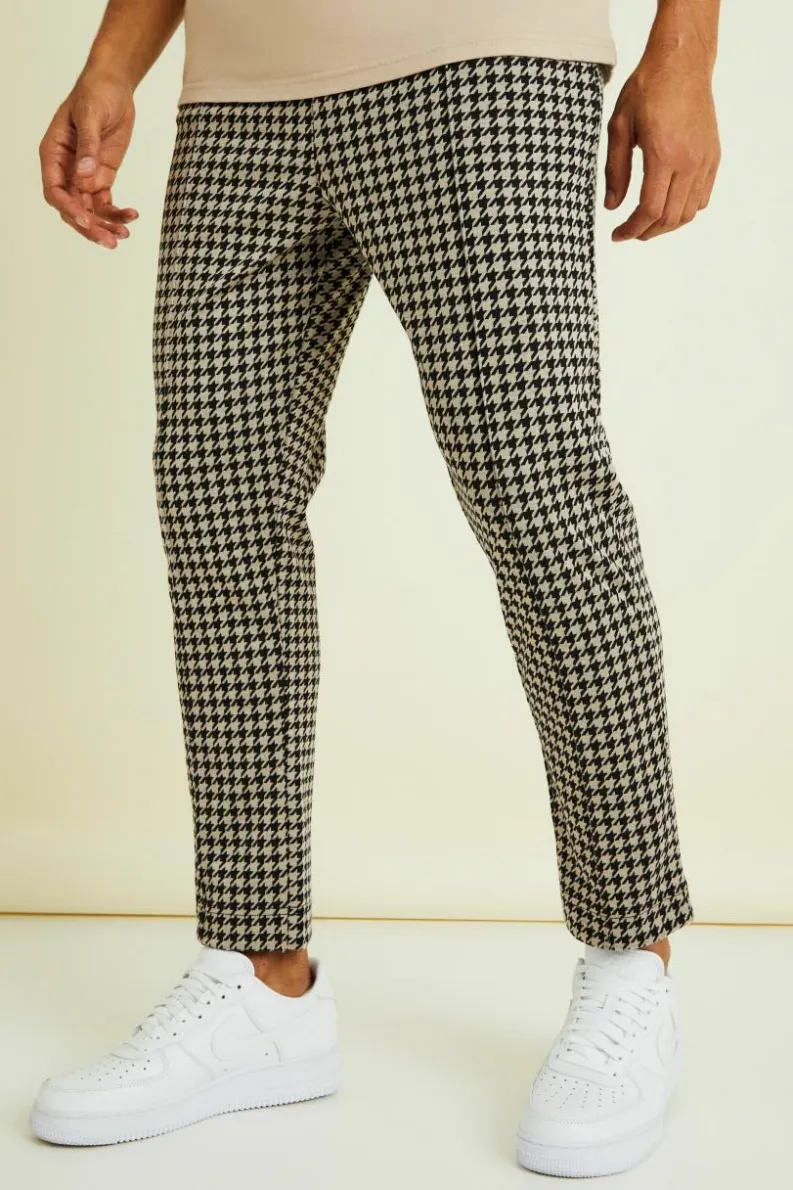 Hot boohooMAN Tapered Pintuck Crop Elasticated Waist Smart Jogger taupe