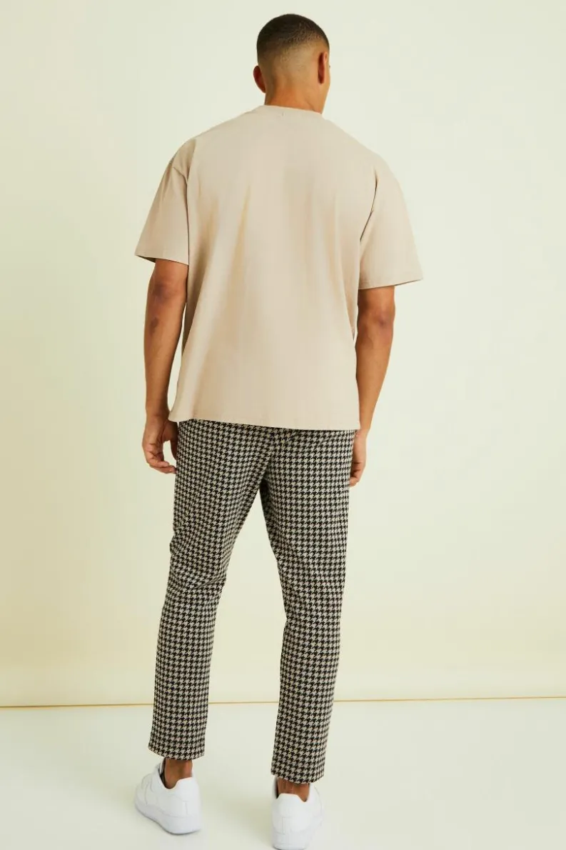 Hot boohooMAN Tapered Pintuck Crop Elasticated Waist Smart Jogger taupe
