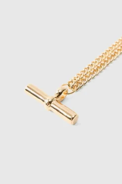 Best boohooMAN T Bar Pendant Necklace In gold