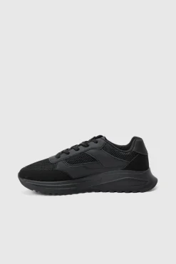 New boohooMAN Tech Mesh Runner Trainer black