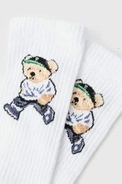 Hot boohooMAN Teddy Bear Sports Socks white