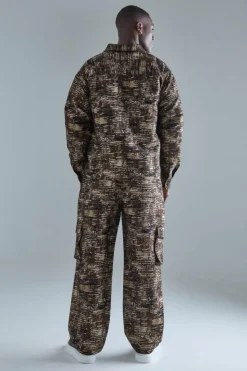 Flash Sale boohoo Textured Camo Patch Pocket Set stone