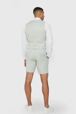 Online boohooMAN Textured Slim Fit Suit Shorts sage