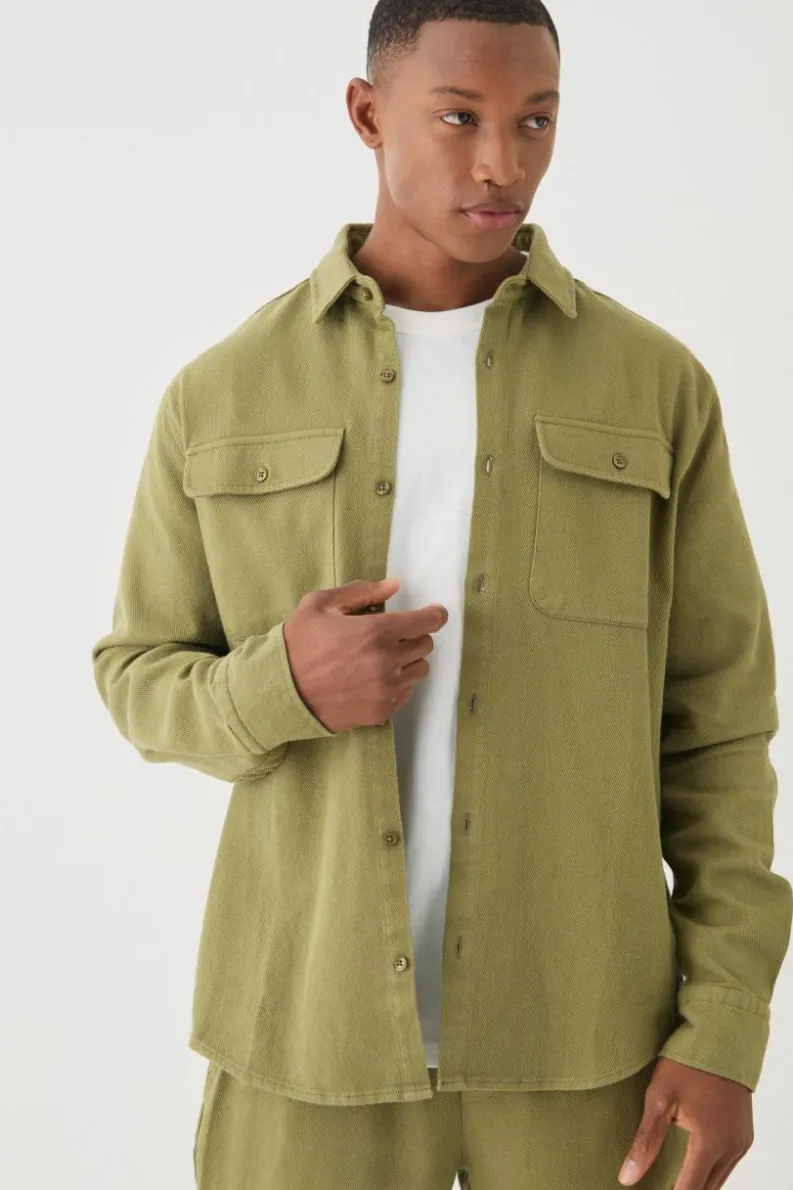 Clearance boohoo Textured Straight Fit Set khaki
