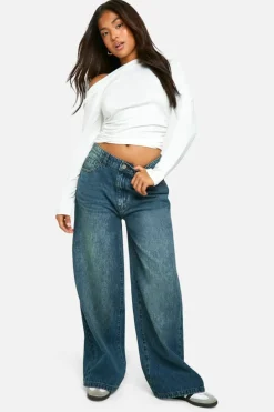 Online boohoo The Petite Straight Leg Jean mid blue