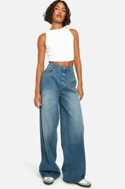Online boohoo The Tall Straight Leg Jean mid blue