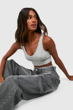 Online boohoo The Wide Leg Cargo Jean mid grey