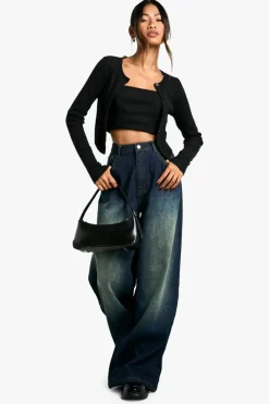 Sale boohoo The Wide Leg Jeans dark wash