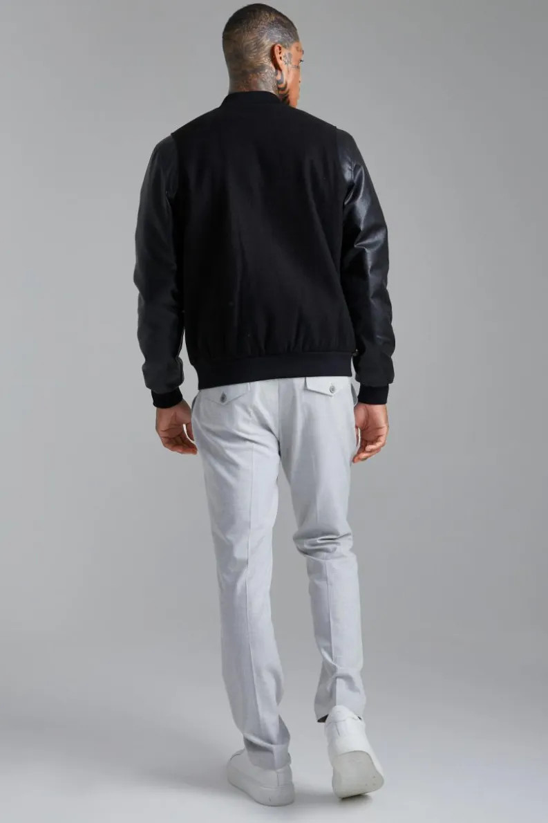 Best boohooMAN Tonal Limited Edition Melton Bomber Jacket black