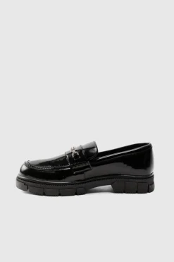 Store boohooMAN Track Sole Snaffle Loafer black