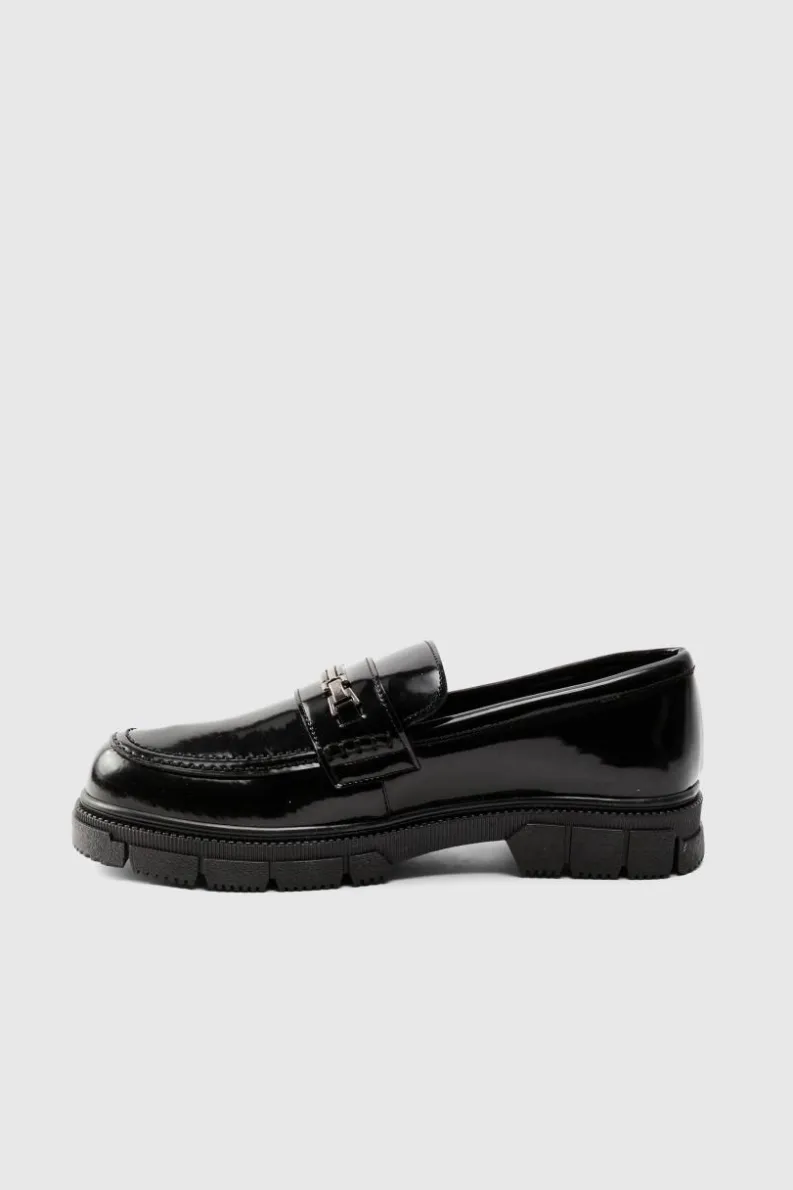 Store boohooMAN Track Sole Snaffle Loafer black