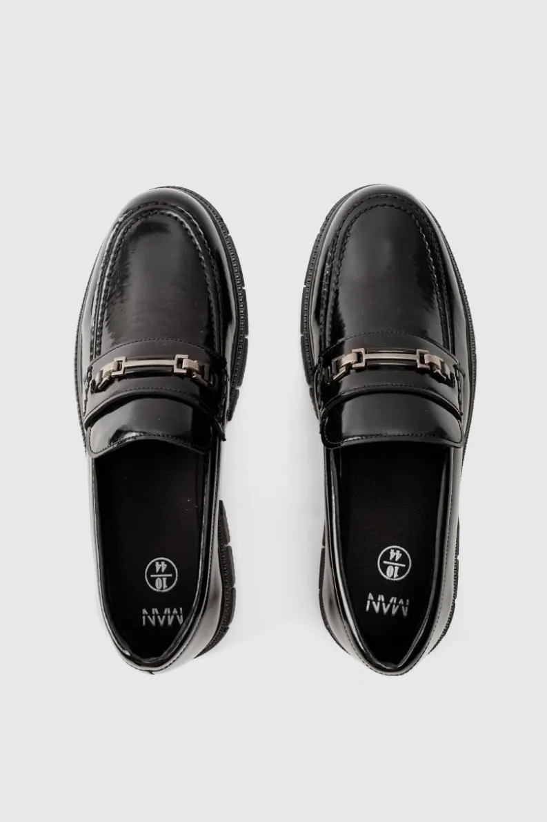 Store boohooMAN Track Sole Snaffle Loafer black