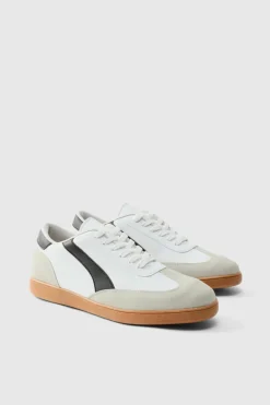 Fashion boohooMAN Trainer With Panel Detail In PU grey