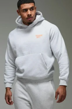 Best boohooMAN Training Dept Boxy Hoodie grey