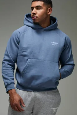 Cheap boohooMAN Training Dept Boxy Hoodie steel