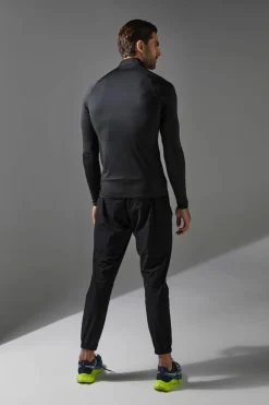 Discount boohooMAN Training Dept Muscle Fit Perforated 1/4 Zip black
