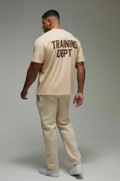 Sale boohooMAN Training Dept Oversized T-shirt sand