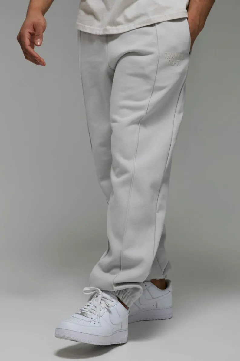 Hot boohooMAN Training Dept Pin Tuck Oversized Jogger grey
