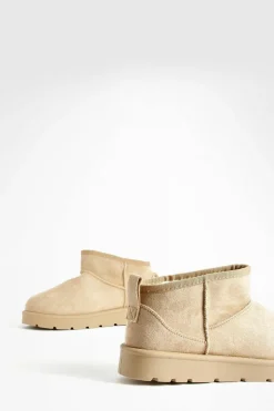 Cheap boohoo Ultra Mini Faux Fur Lined Boots sand
