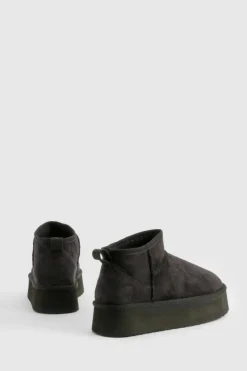 Flash Sale boohoo Ultra Mini Platform Faux Fur Lined Boots black