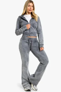 Best boohoo WASHED SHRUNKEN ZIP THROUGH FITTED HOODIE charcoal