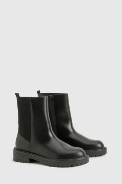 Online boohoo Wide Fit Ankle Detail Pu Chelsea Boots black