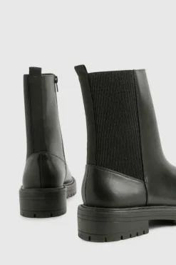 Online boohoo Wide Fit Ankle Detail Pu Chelsea Boots black