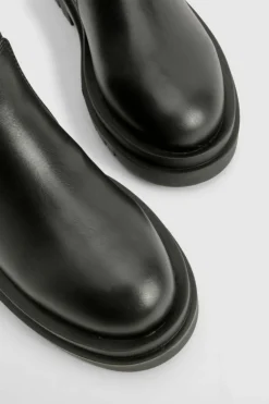 Outlet boohoo Wide Fit Calf High Chunky Sole Chelsea Boots black