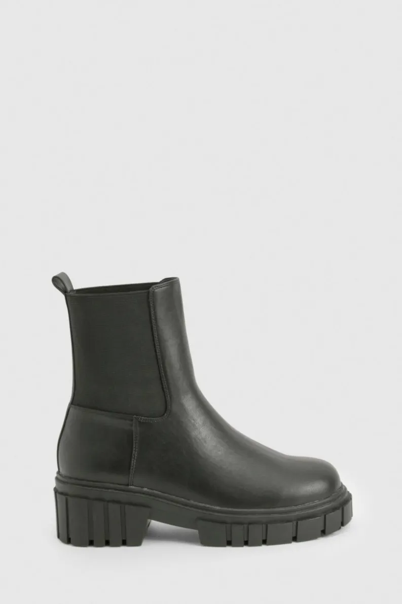 Hot boohoo Wide Fit Cleated Sole Chelsea Boots black
