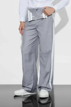 Store boohooMAN Wide Fit Double Waistband Trouser slate