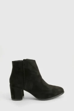 Clearance boohoo Wide Fit Faux Suede Low Block Heel Ankle Boots black