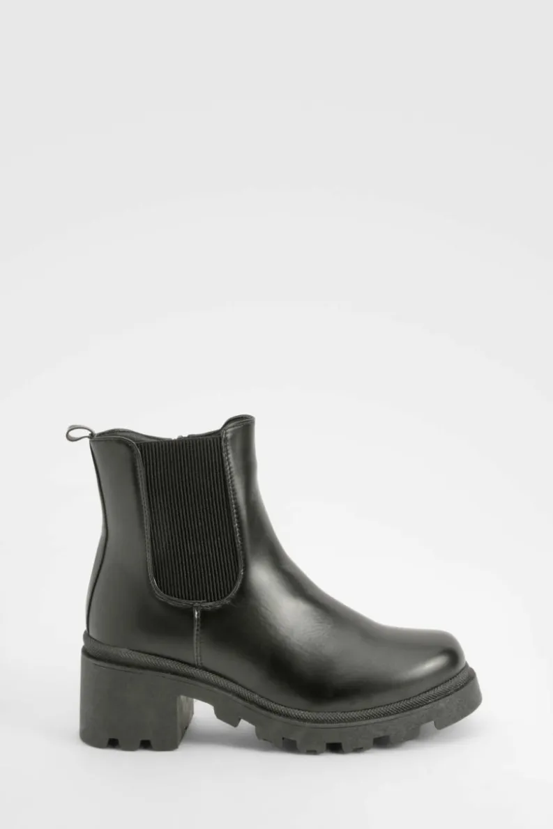 Flash Sale boohoo Wide Fit Low Block Chelsea Boots black