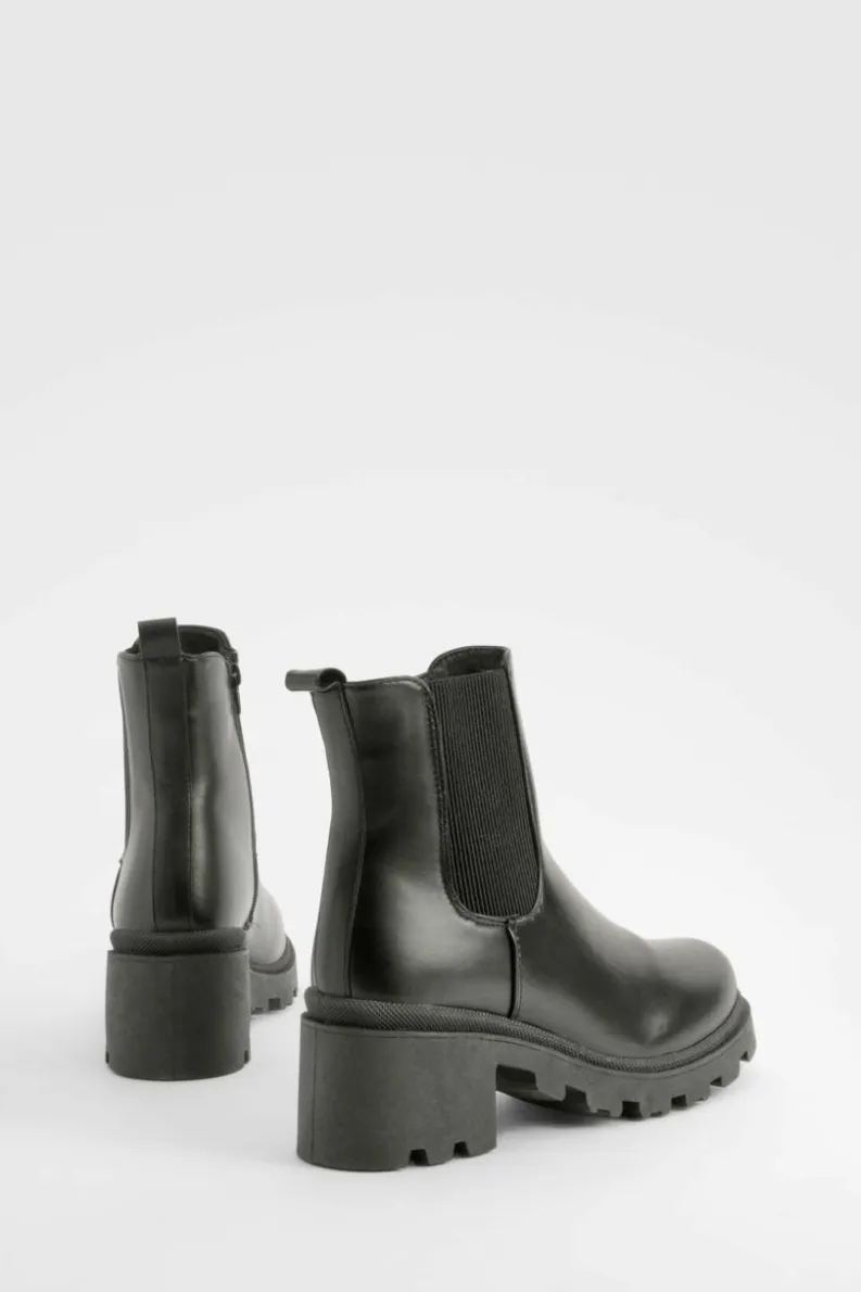 Flash Sale boohoo Wide Fit Low Block Chelsea Boots black