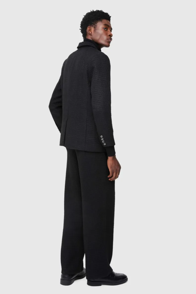 Cheap boohooMAN Wide Leg Boucle Smart Trouser black
