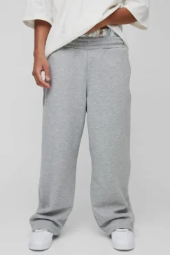Cheap boohooMAN Wide Leg Camo Printed Boxer Waistband Joggers grey marl