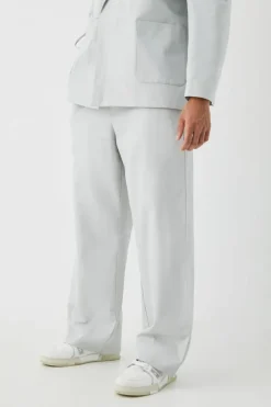 Flash Sale boohooMAN Wide Leg Elasticated Waistband Linen Joggers In grey
