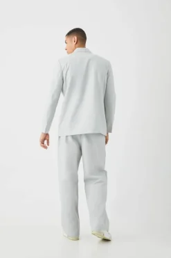 Flash Sale boohooMAN Wide Leg Elasticated Waistband Linen Joggers In grey