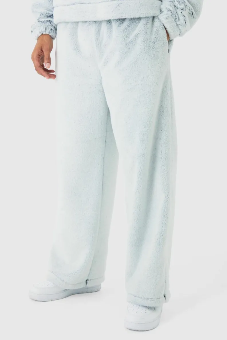 Hot boohooMAN Wide Leg Fluffy Two Tone Joggers black