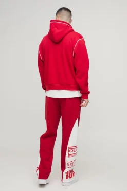 Hot boohooMAN Wide Leg High Gusset Star Jogger red