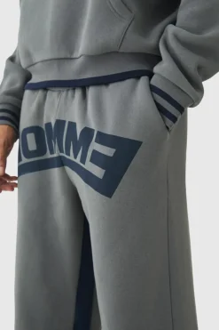 Cheap boohooMAN Wide Leg Homme Graphic Stripe Gusset Joggers grey
