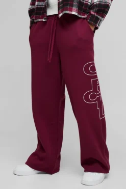Best Sale boohooMAN Wide Leg Official Outline Jogger burgundy