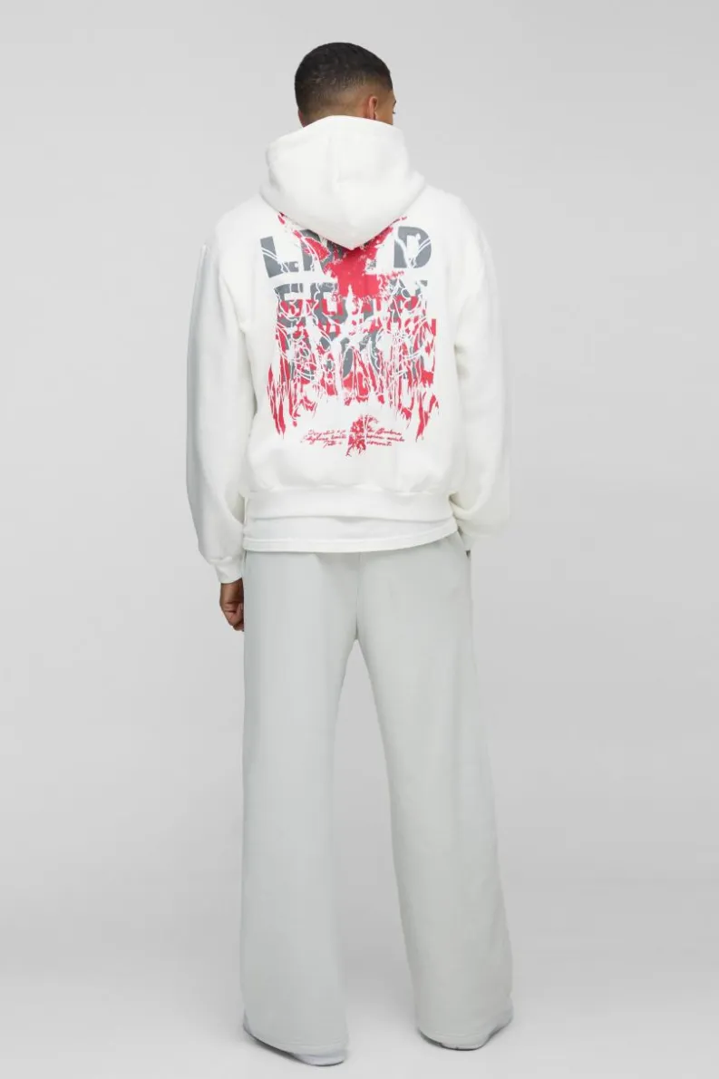 Sale boohooMAN Wide Leg Star Printed Jogger light grey