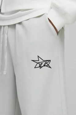 Sale boohooMAN Wide Leg Star Printed Jogger light grey