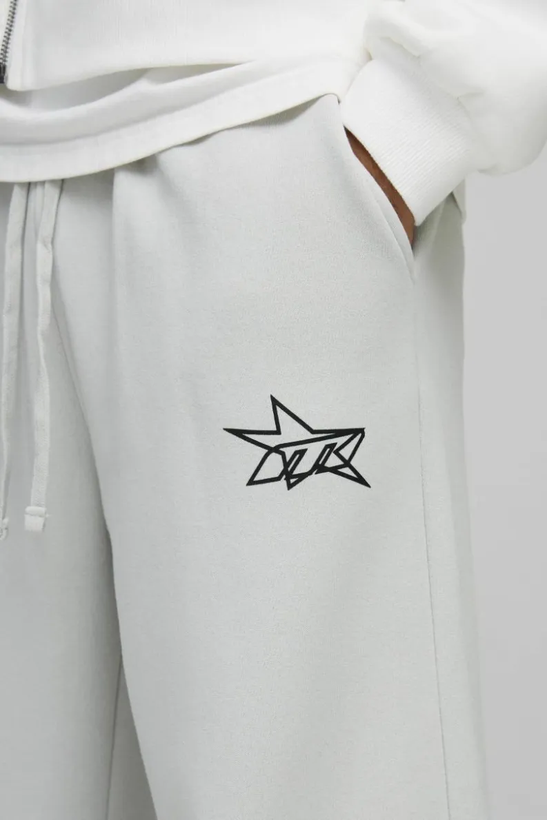 Sale boohooMAN Wide Leg Star Printed Jogger light grey